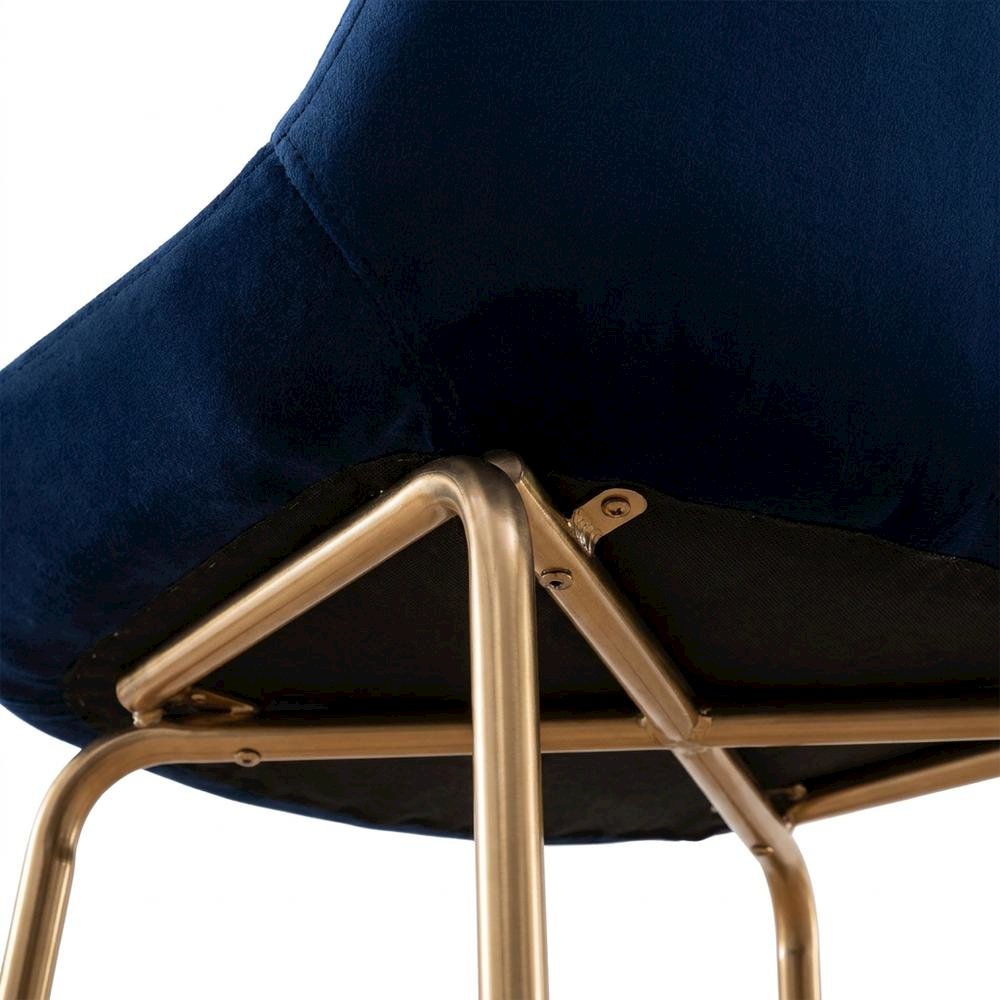 Modern Velvet Upholstered Dining Chairs with Metal Legs, Blue, Set of 2. Picture 7