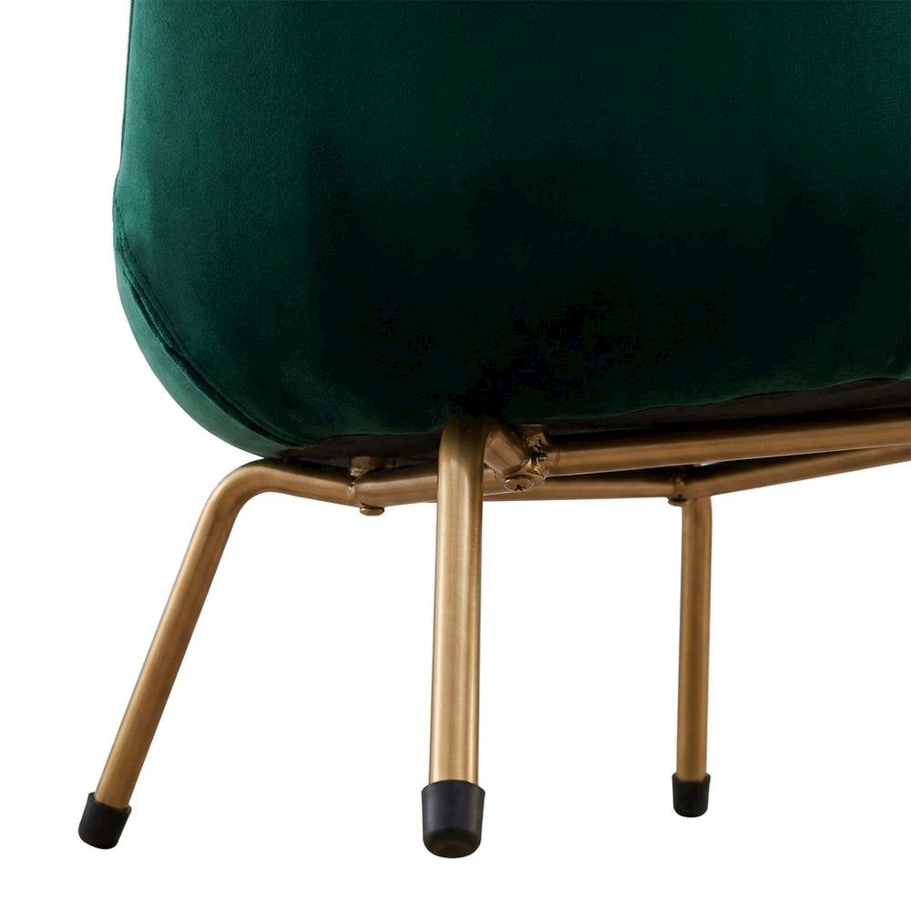 Modern Velvet Upholstered Dining Chairs with Metal Legs, Green, Set of 2. Picture 8