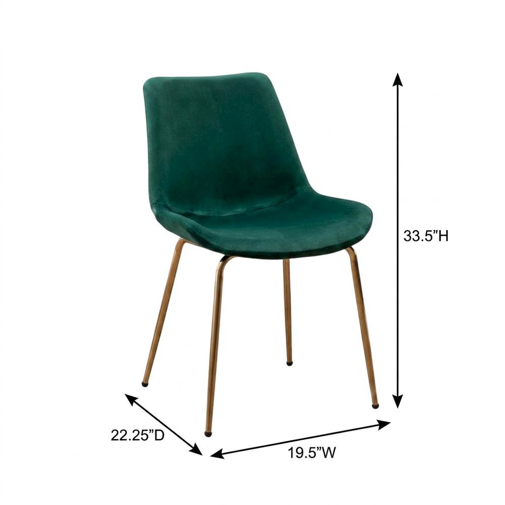 Modern Velvet Upholstered Dining Chairs with Metal Legs, Green, Set of 2. Picture 6
