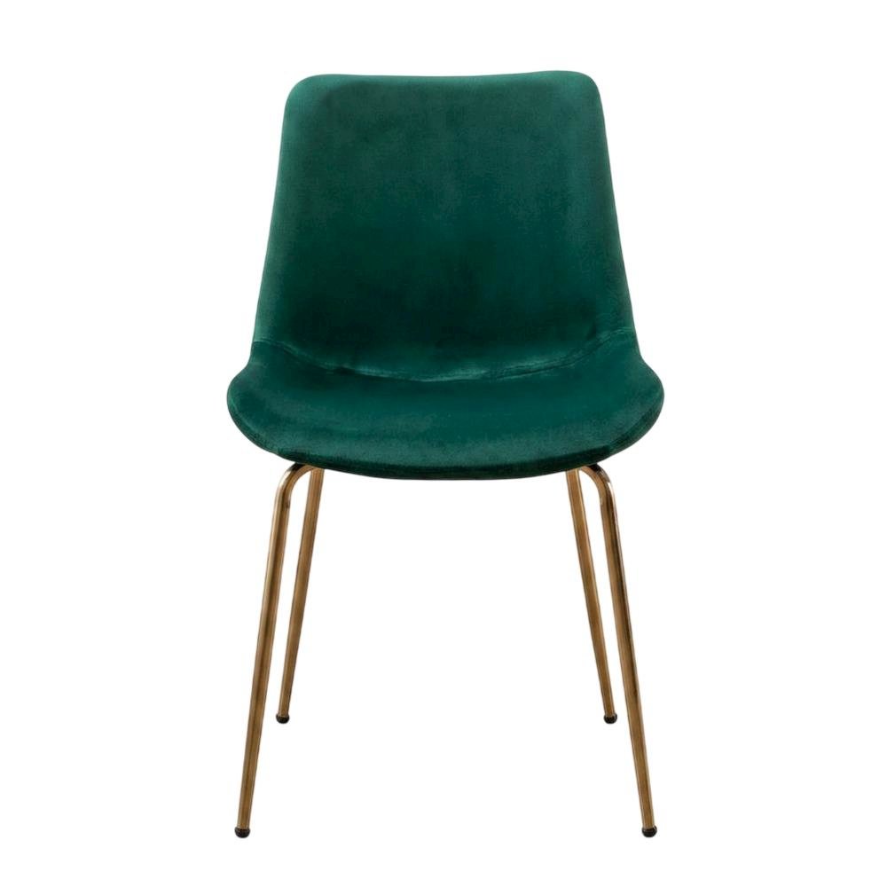 Modern Velvet Upholstered Dining Chairs with Metal Legs, Green, Set of 2. Picture 2