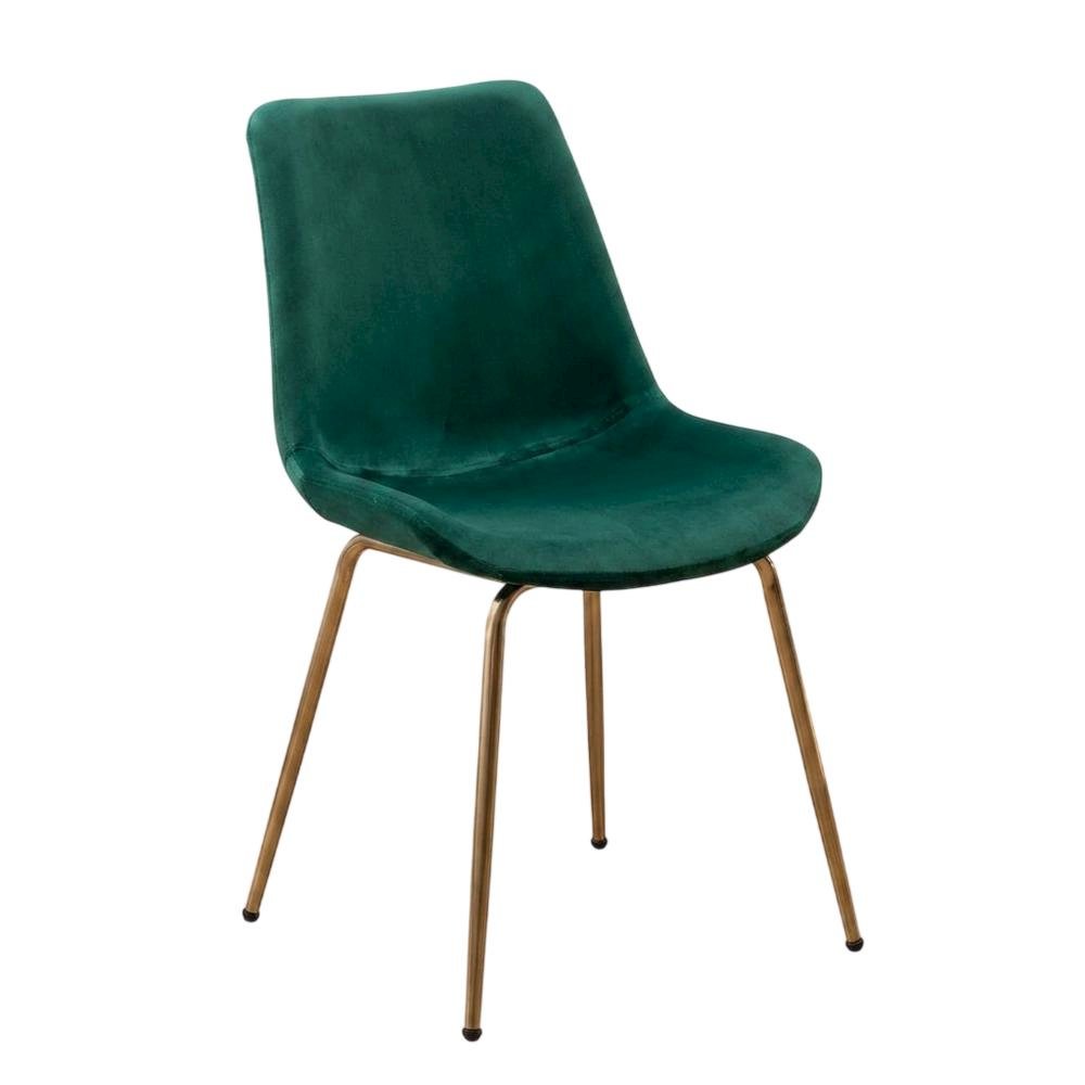Modern Velvet Upholstered Dining Chairs with Metal Legs, Green, Set of 2. Picture 5