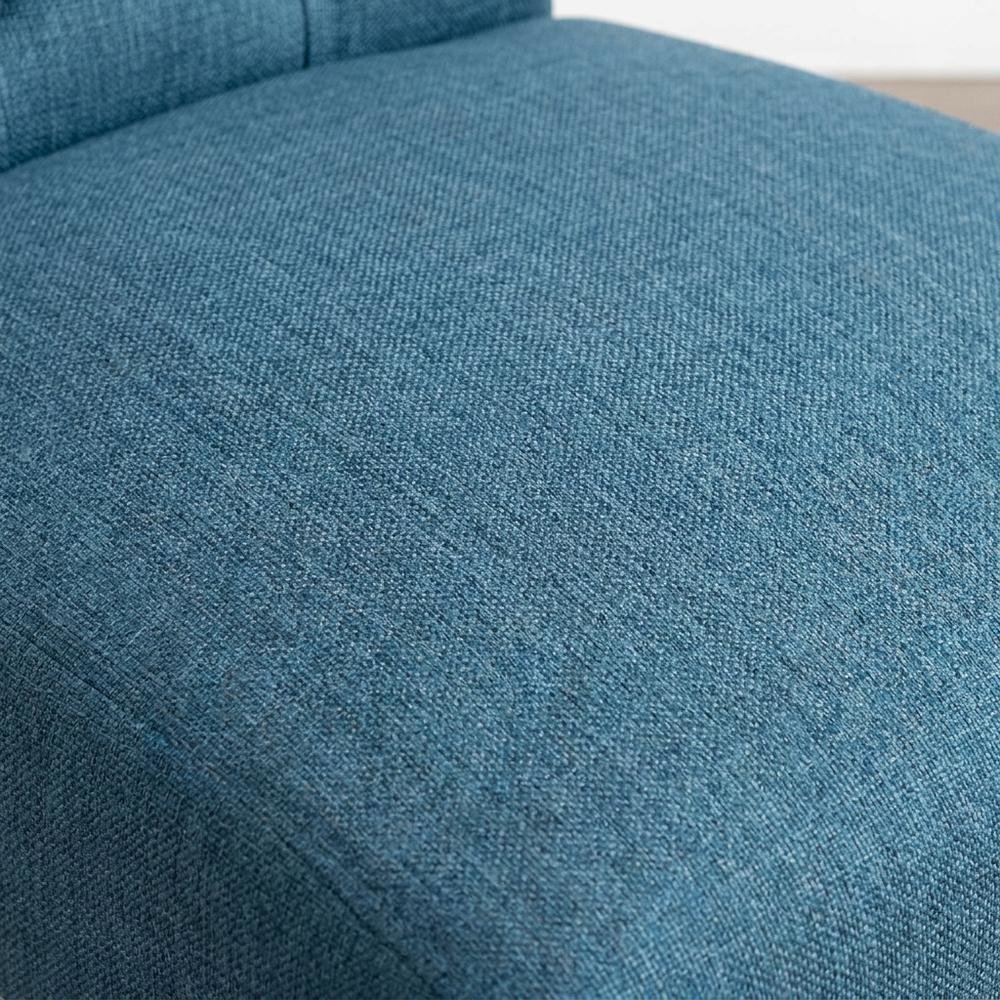 Solid Wood Tufted Parsons Upholstered Fabric Dining Chairs, Blue, Set of 2. Picture 7