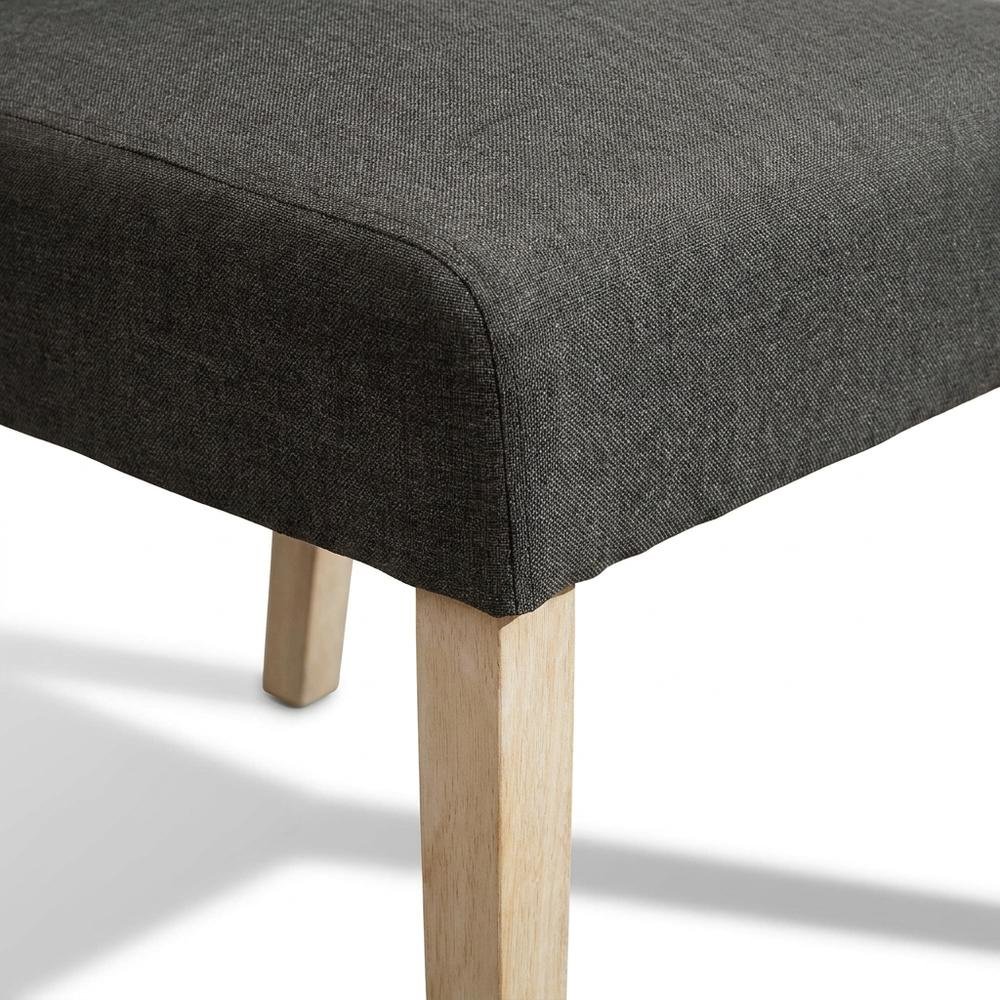 Solid Wood Tufted Parsons Upholstered Fabric Dining Chairs, Charcoal, Set of 2. Picture 8