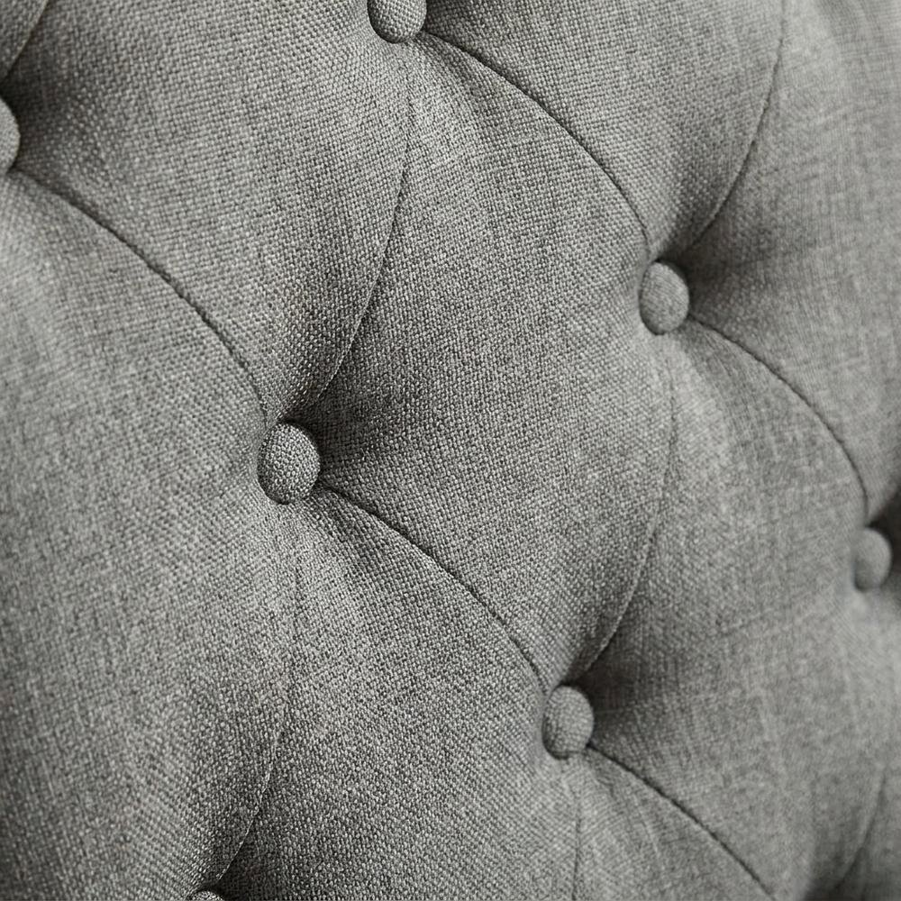 Solid Wood Tufted Parsons Upholstered Fabric Dining Chairs, Grey, Set of 2. Picture 7