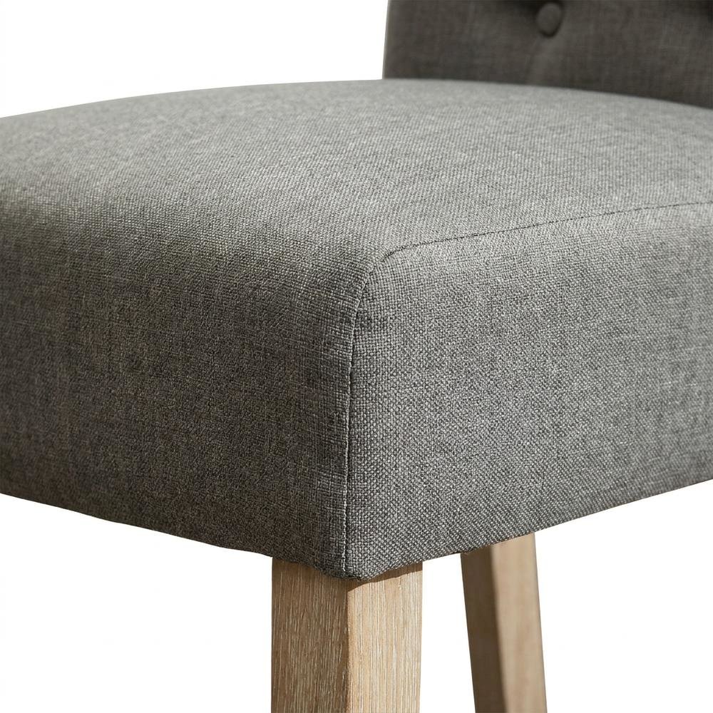 Solid Wood Tufted Parsons Upholstered Fabric Dining Chairs, Grey, Set of 2. Picture 8