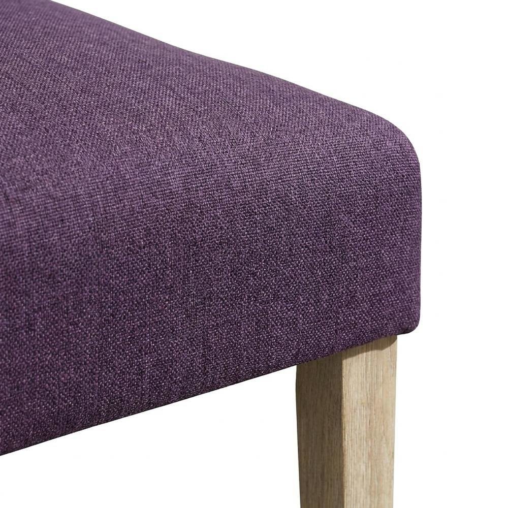 Solid Wood Tufted Parsons Upholstered Fabric Dining Chairs, Purple, Set of 2. Picture 7