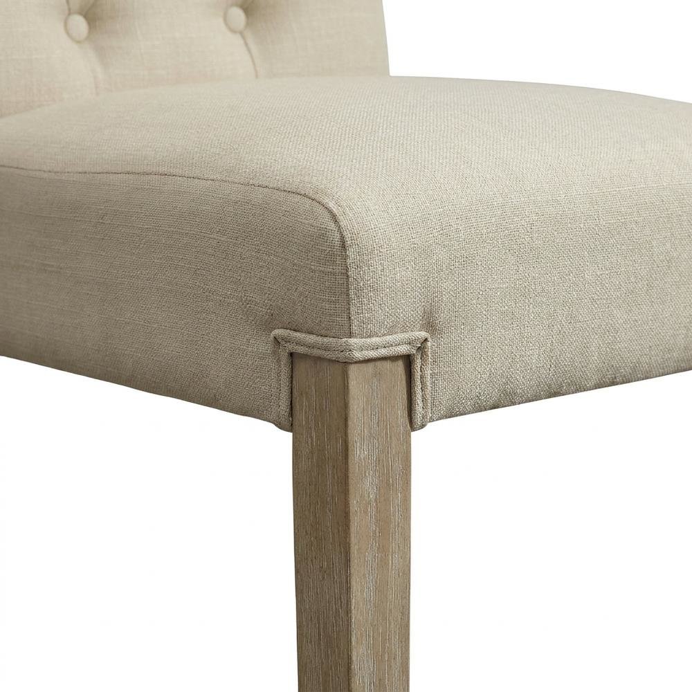 Solid Wood Tufted Parsons Upholstered Fabric Dining Chairs, Tan, Set of 2. Picture 8