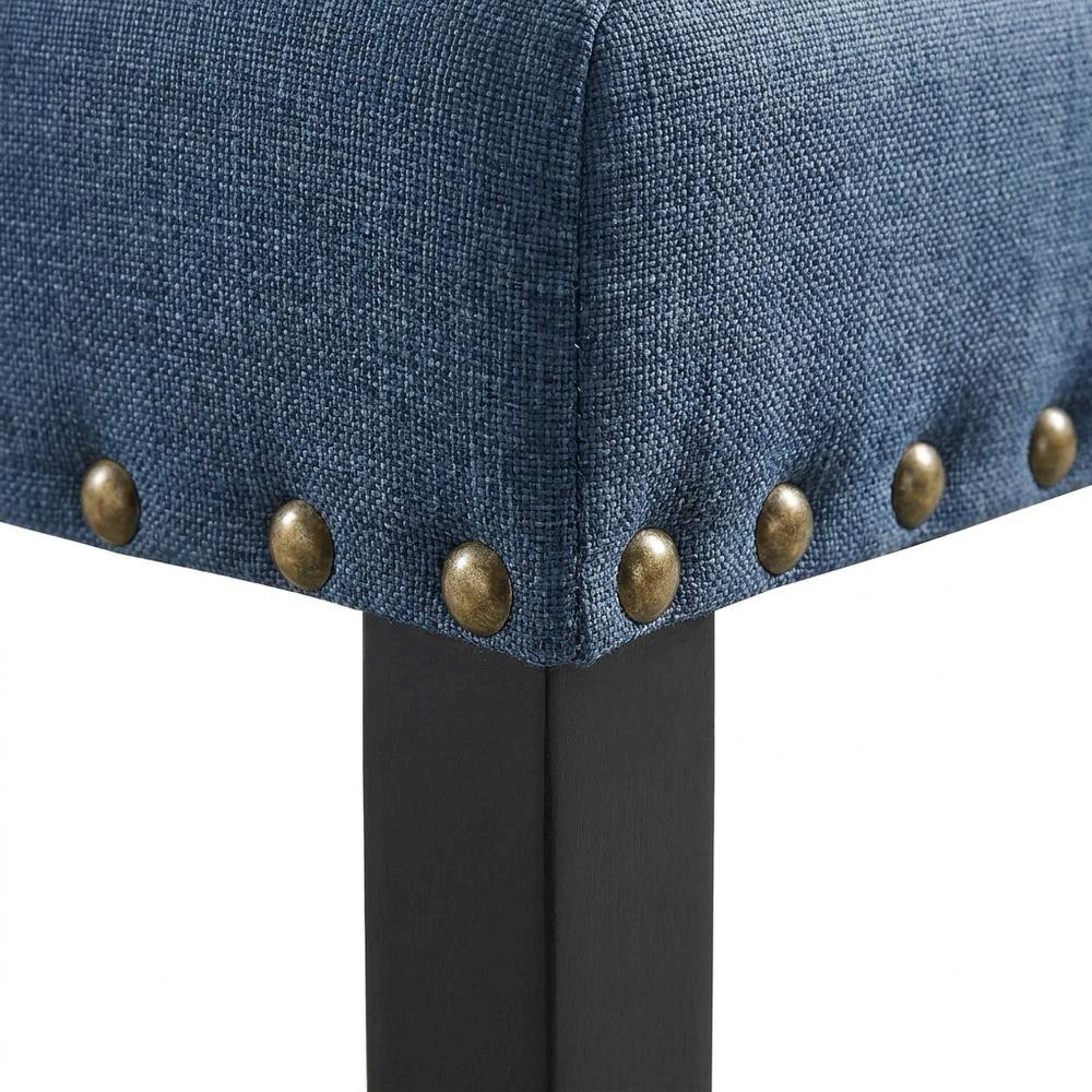 Fabric-Upholstered Dining Chairs with Nailhead Trim, Blue, Set of 2. Picture 8