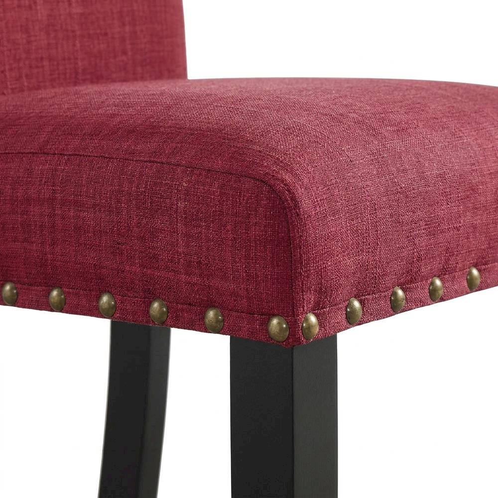 Fabric Upholstered Dining Chairs with Nailhead Trim, Red, Set of 2. Picture 8