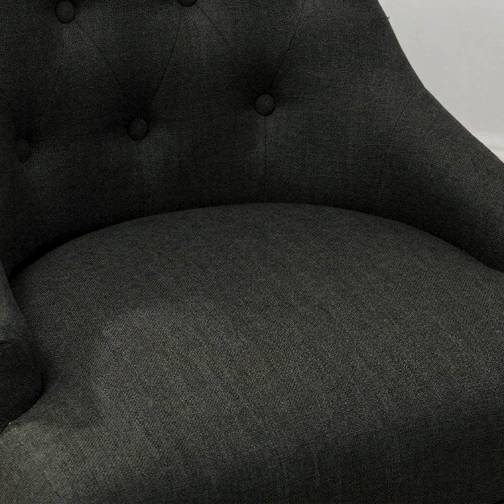 Solid Wood Wingback Accent Chair, Button-Tufted, Charcoal, Set of 2. Picture 7