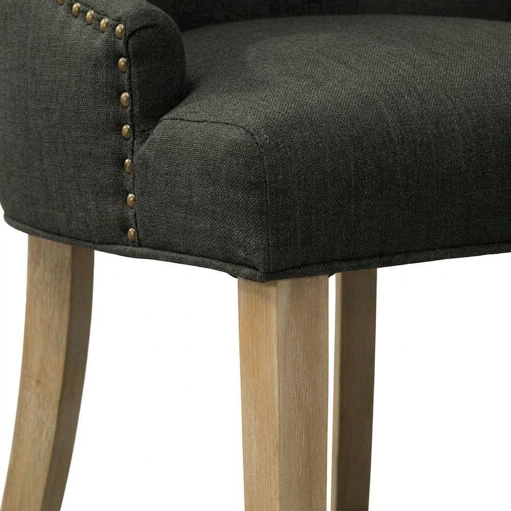 Solid Wood Wingback Accent Chair, Button-Tufted, Charcoal, Set of 2. Picture 8