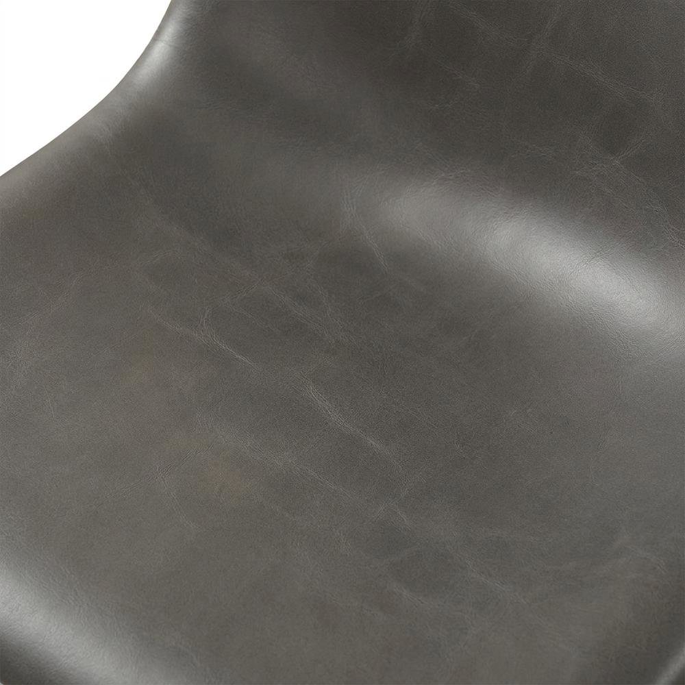 Vintage Faux Leather Upholstered Dining Chairs with Wood Legs, Grey, Set of 2. Picture 6