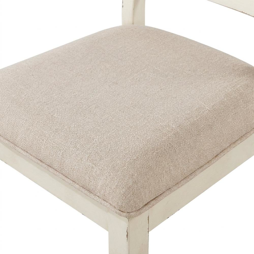 Wood Cross-Back Upholstered Dining Chairs, White, Set of 2. Picture 7