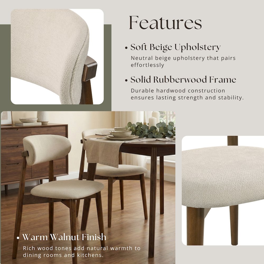Arnott 5-Piece Dining Set, Round Dining Table, 4 Stylish Chairs, Walnut Finish. Picture 8