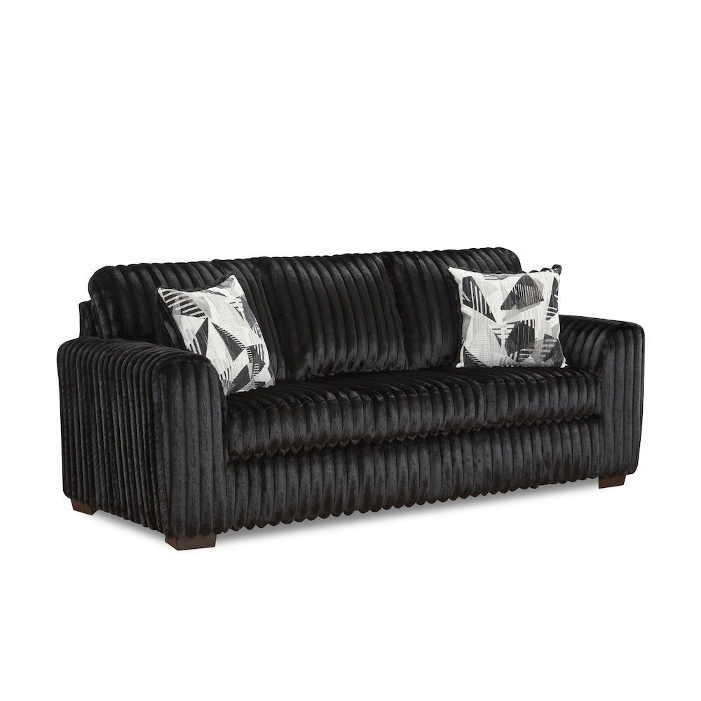 Nolan Contemporary Upholstered Sofa, Lush Black. Picture 1