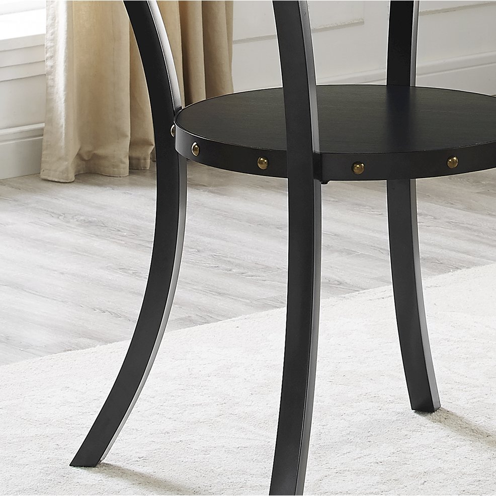 Biony Dining Collection Espresso Wood Counter Height Nailhead Round Dining Table. Picture 4