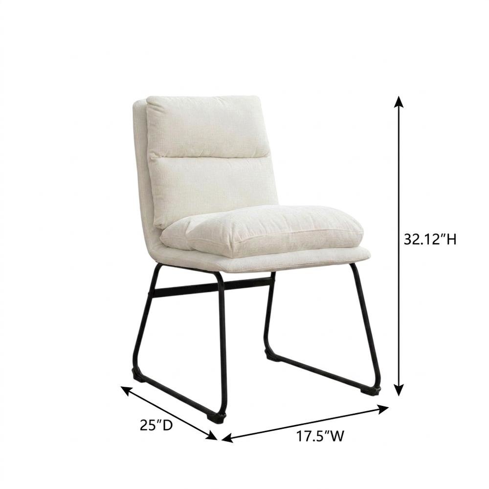 Faux Leather Upholstered Dining Chairs with Metal Frame, Vanilla, Set of 2. Picture 6