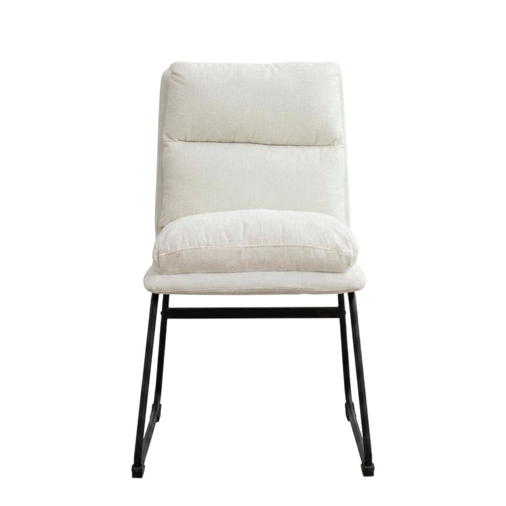 Faux Leather Upholstered Dining Chairs with Metal Frame, Vanilla, Set of 2. Picture 2