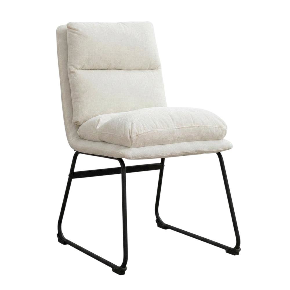 Faux Leather Upholstered Dining Chairs with Metal Frame, Vanilla, Set of 2. Picture 5