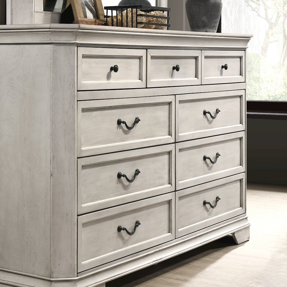 Maderne Wood Panel Bed with Dresser, Mirror, Nightstand, Queen. Picture 11