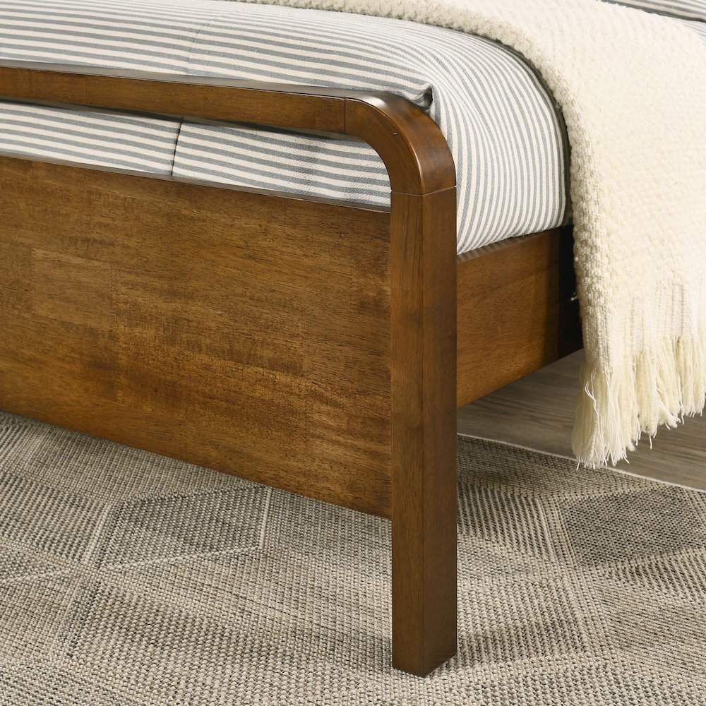 Eldren Wood Platform Bed in Walnut Finish, King. Picture 7