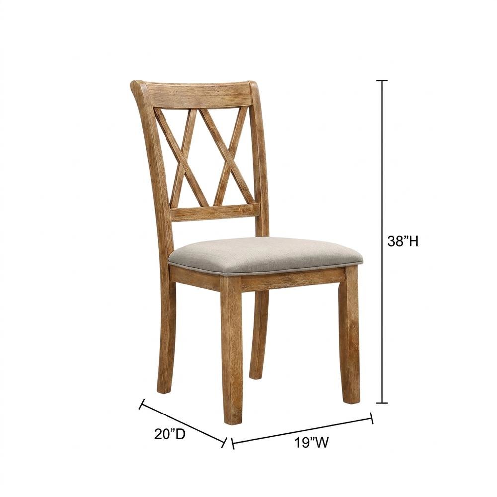 Fabric Upholstered Dining Chairs with Wood Legs, Brown, Set of 2. Picture 6