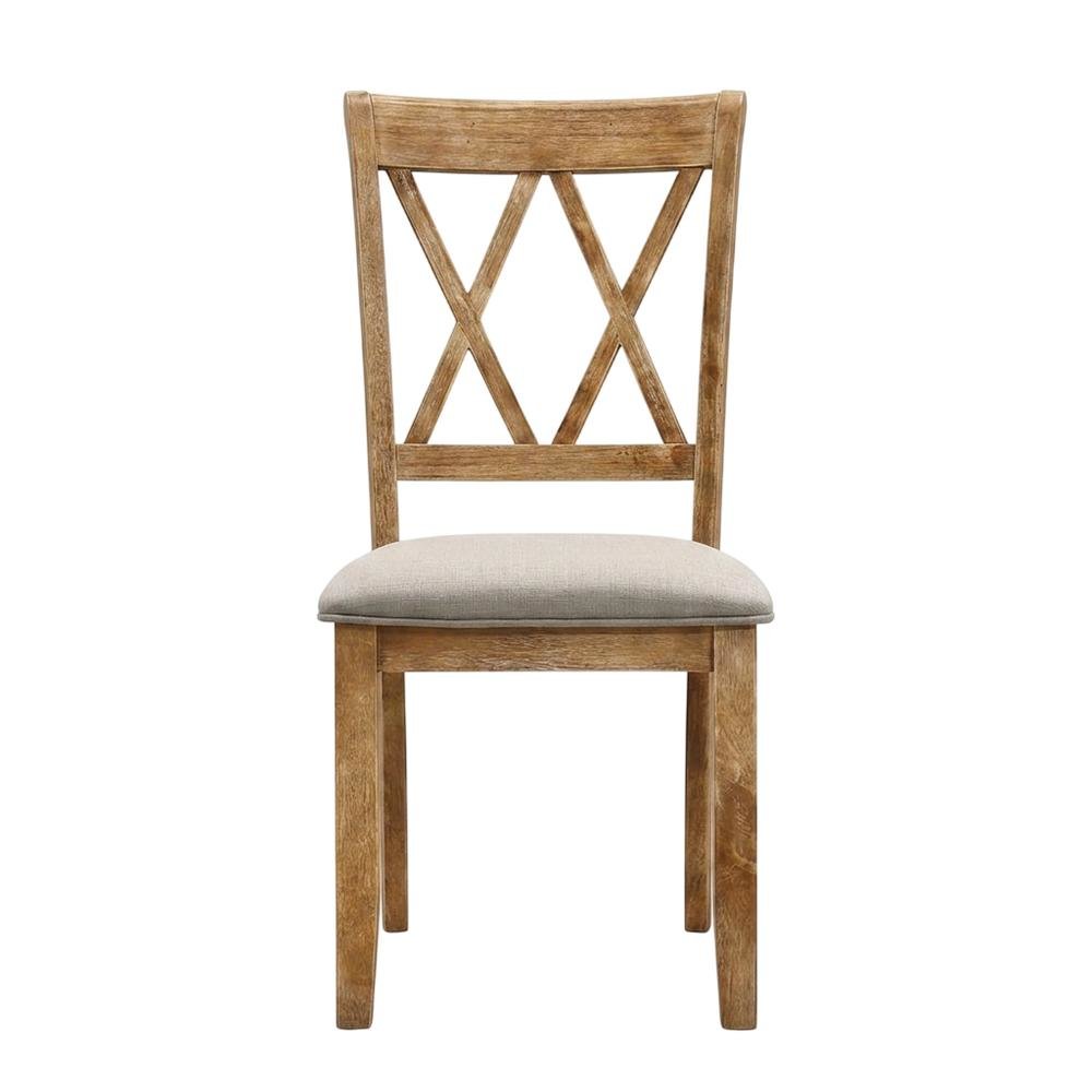 Fabric Upholstered Dining Chairs with Wood Legs, Brown, Set of 2. Picture 2