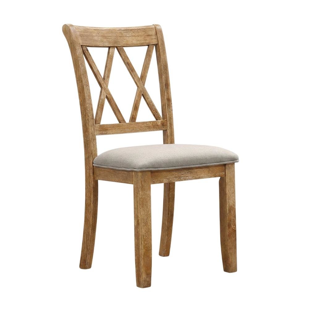 Fabric Upholstered Dining Chairs with Wood Legs, Brown, Set of 2. Picture 5