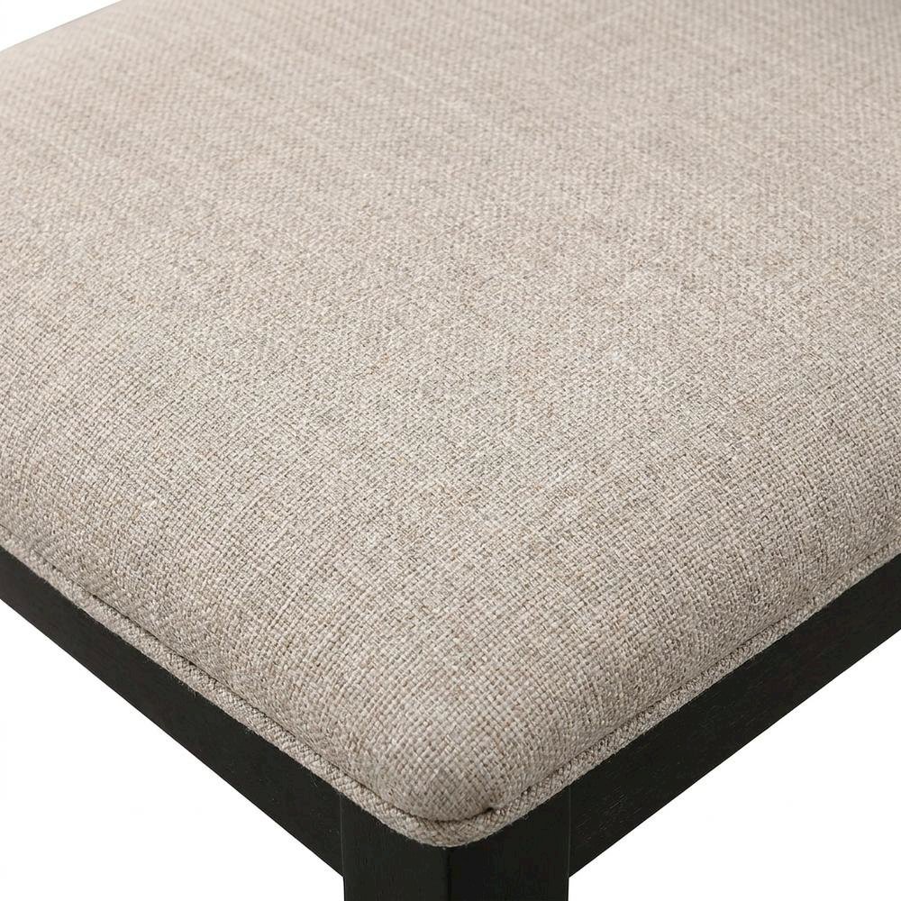Fabric Upholstered Dining Chairs with Wood Legs, Black, Set of 2. Picture 6