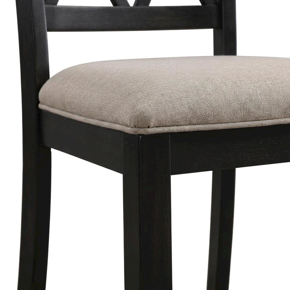 Fabric Upholstered Dining Chairs with Wood Legs, Black, Set of 2. Picture 7