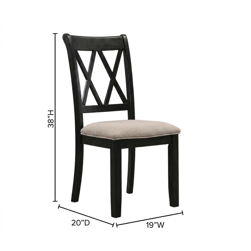 Fabric Upholstered Dining Chairs with Wood Legs, Black, Set of 2. Picture 5