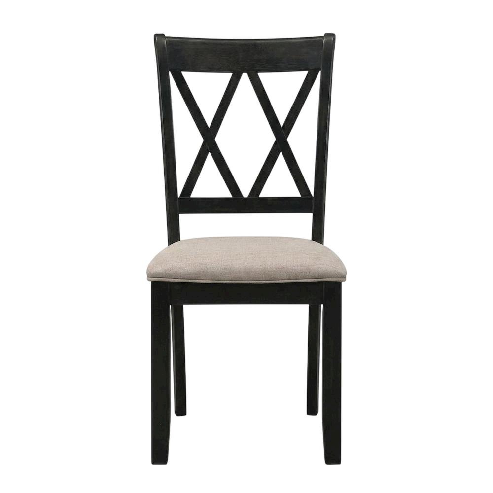 Fabric Upholstered Dining Chairs with Wood Legs, Black, Set of 2. Picture 1