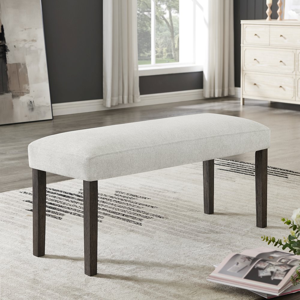 Sorlen Contemporary Upholstered Dining Bench, Gray. Picture 2