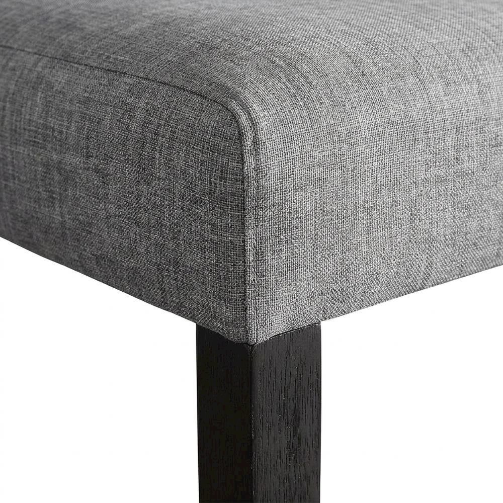 Solid Wood Upholstered Button-Tufted Parsons Dining Chairs, Grey, Set of 2. Picture 8