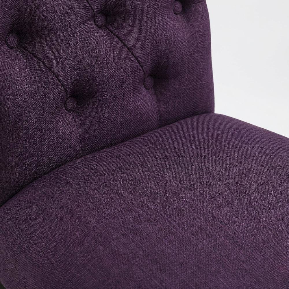 Solid Wood Upholstered Button-Tufted Parsons Dining Chairs, Purple, Set of 2. Picture 7