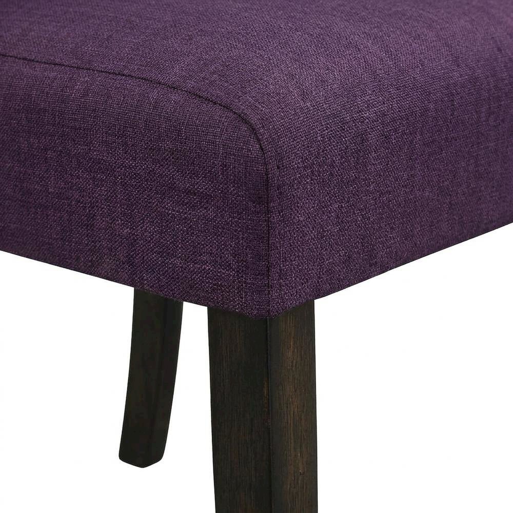 Solid Wood Upholstered Button-Tufted Parsons Dining Chairs, Purple, Set of 2. Picture 8