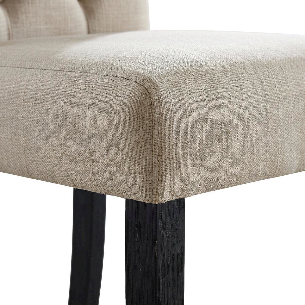 Solid Wood Upholstered Button-Tufted Parsons Dining Chairs, Tan, Set of 2. Picture 8