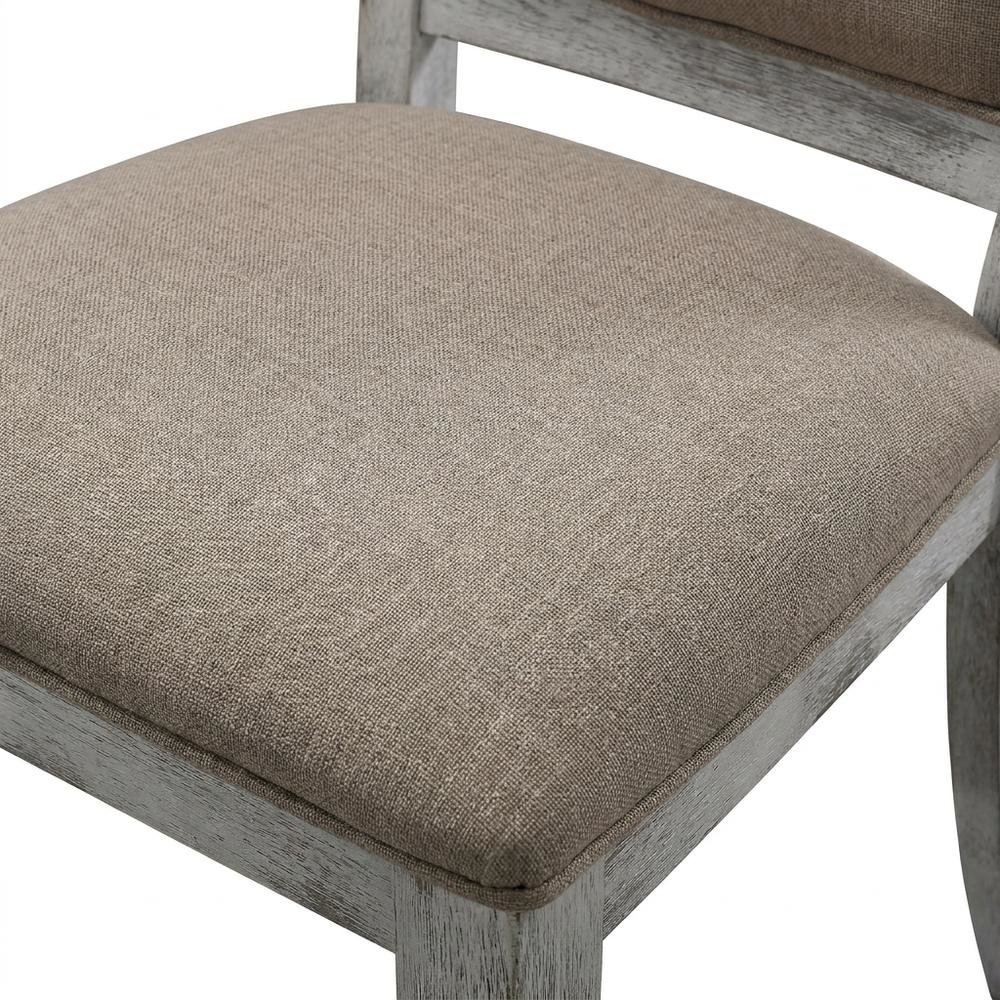Upholstered Farmhouse Wood Dining Chair with Turned Legs, Beige, Set of 2. Picture 7