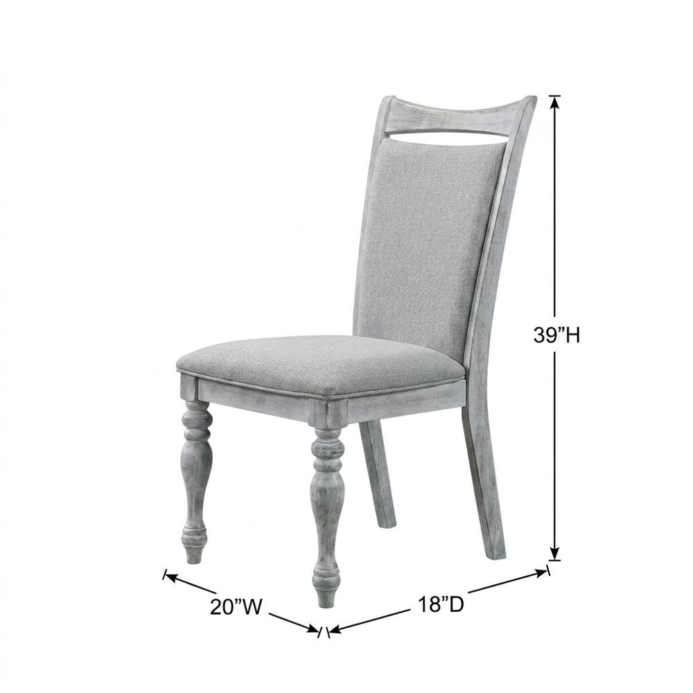 Upholstered Turned-Leg Dining Chairs, White, Set of 2. Picture 6