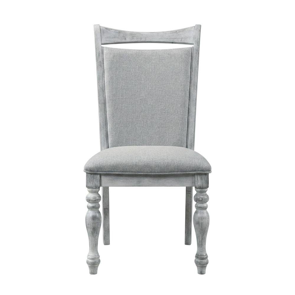 Upholstered Turned-Leg Dining Chairs, White, Set of 2. Picture 2
