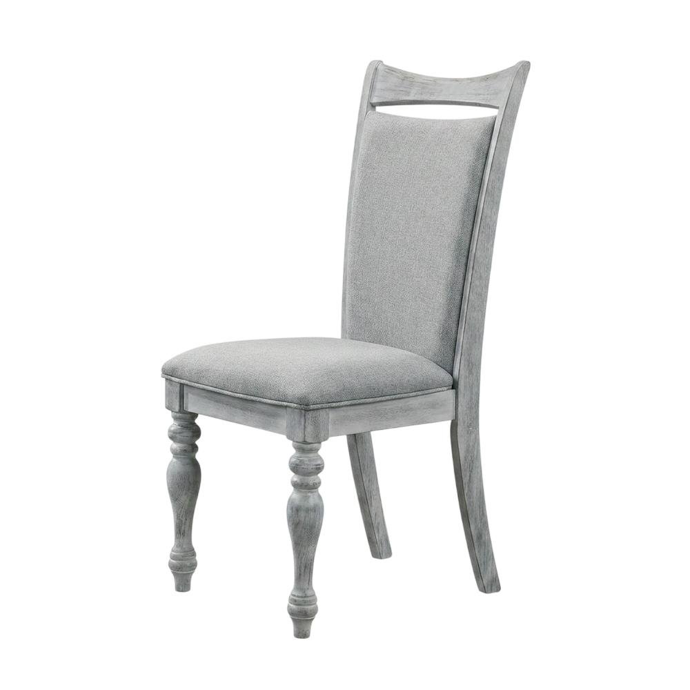 Upholstered Turned-Leg Dining Chairs, White, Set of 2. Picture 5