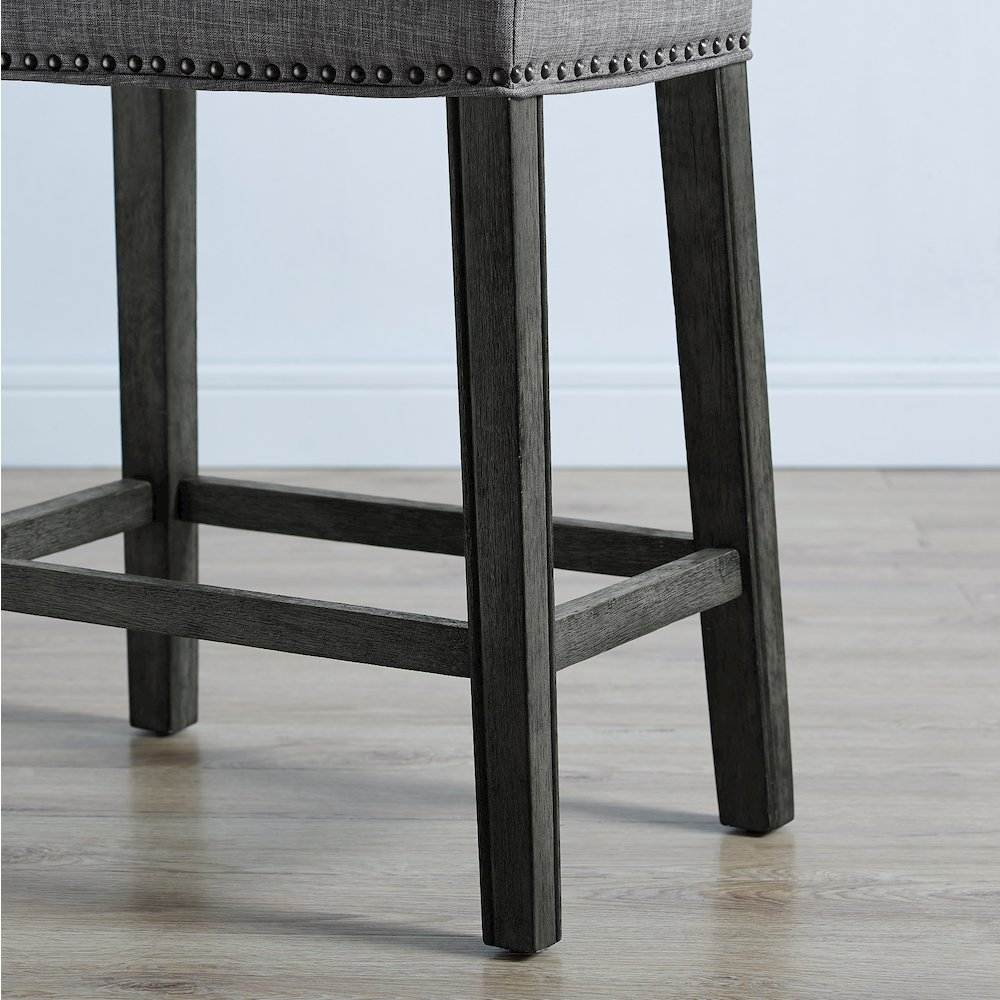 CoCo Upholstered Backless Saddle Seat Counter Stools 24", Set of 2, Gray. Picture 4
