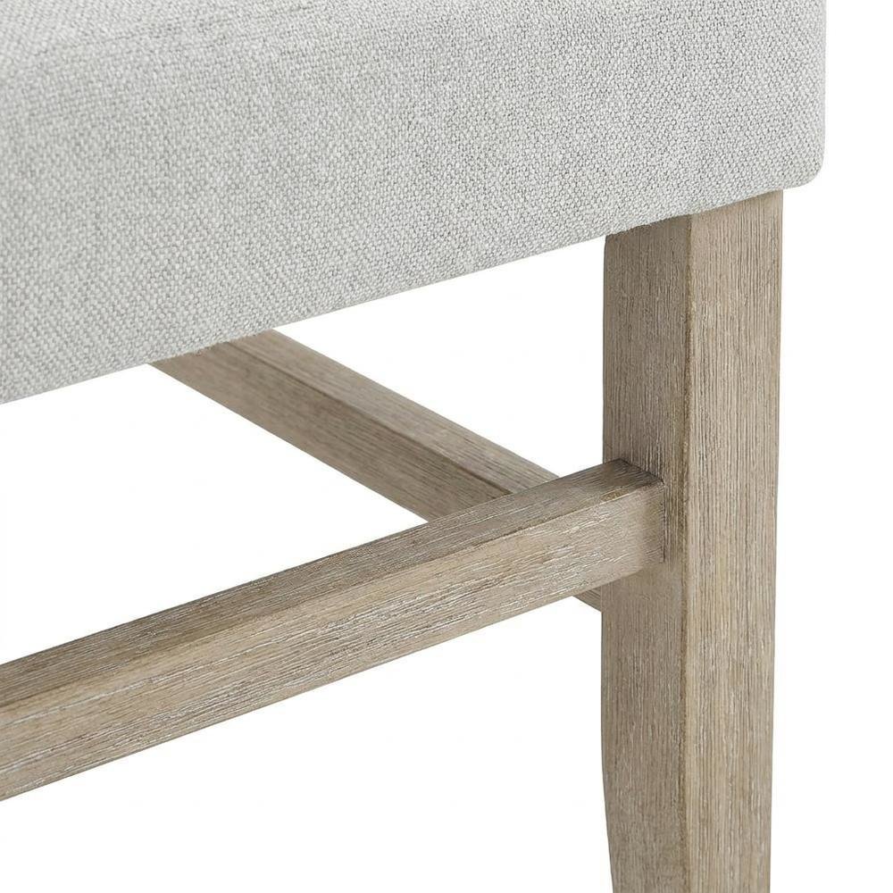 Upholstered Dining Chair with Rubberwood Legs and Plywood Frame, Gray, Set of 2. Picture 8