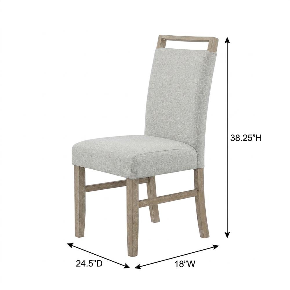 Upholstered Dining Chair with Rubberwood Legs and Plywood Frame, Gray, Set of 2. Picture 6