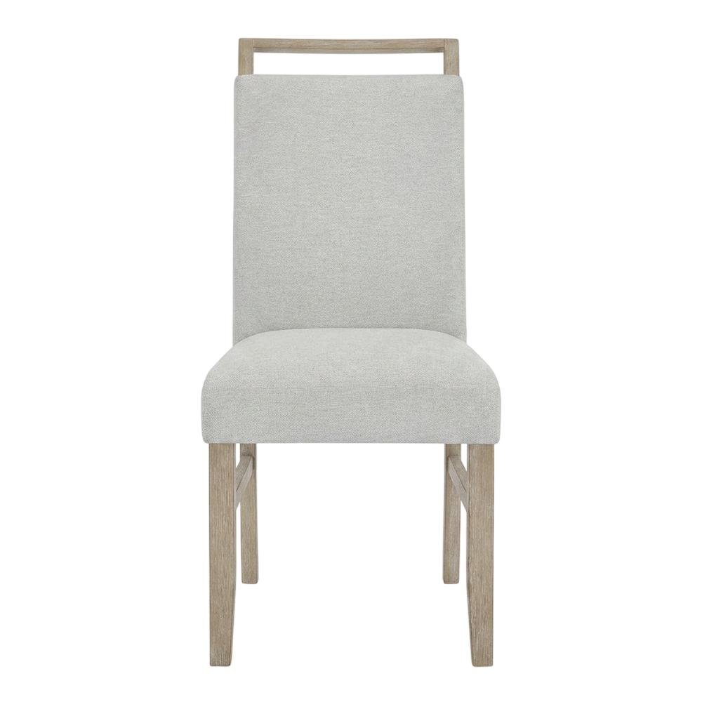 Upholstered Dining Chair with Rubberwood Legs and Plywood Frame, Gray, Set of 2. Picture 2