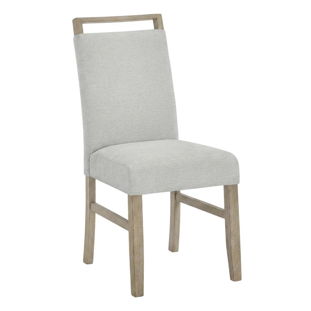 Upholstered Dining Chair with Rubberwood Legs and Plywood Frame, Gray, Set of 2. Picture 5
