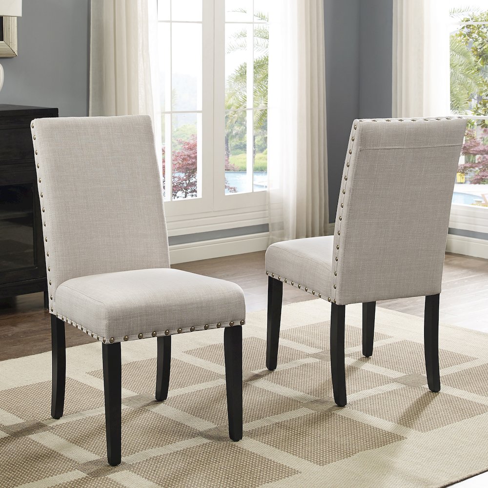 Nuevo 5-Piece Round Dining Set, Pedestal Dining Table with 4 Chairs, Tan. Picture 8