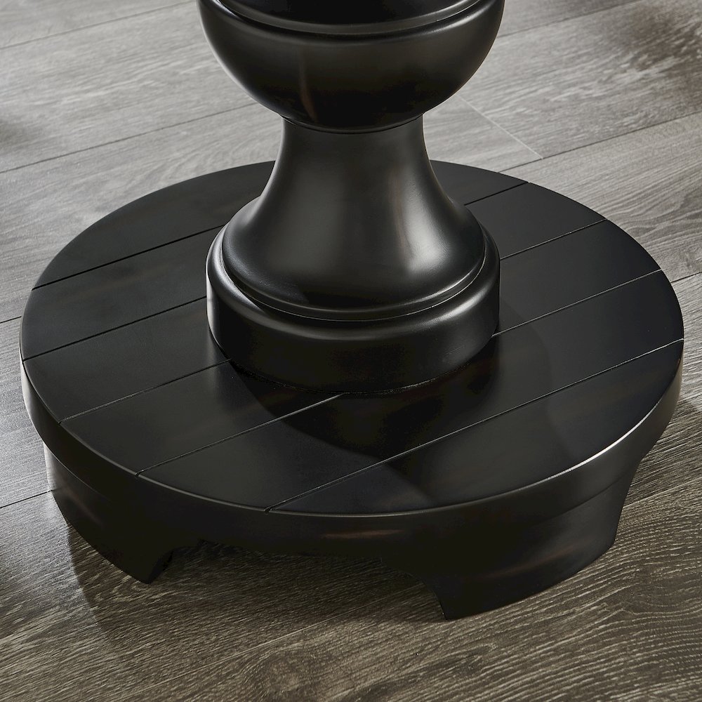 Caesar Traditional Round Pedestal End Table, Black. Picture 5