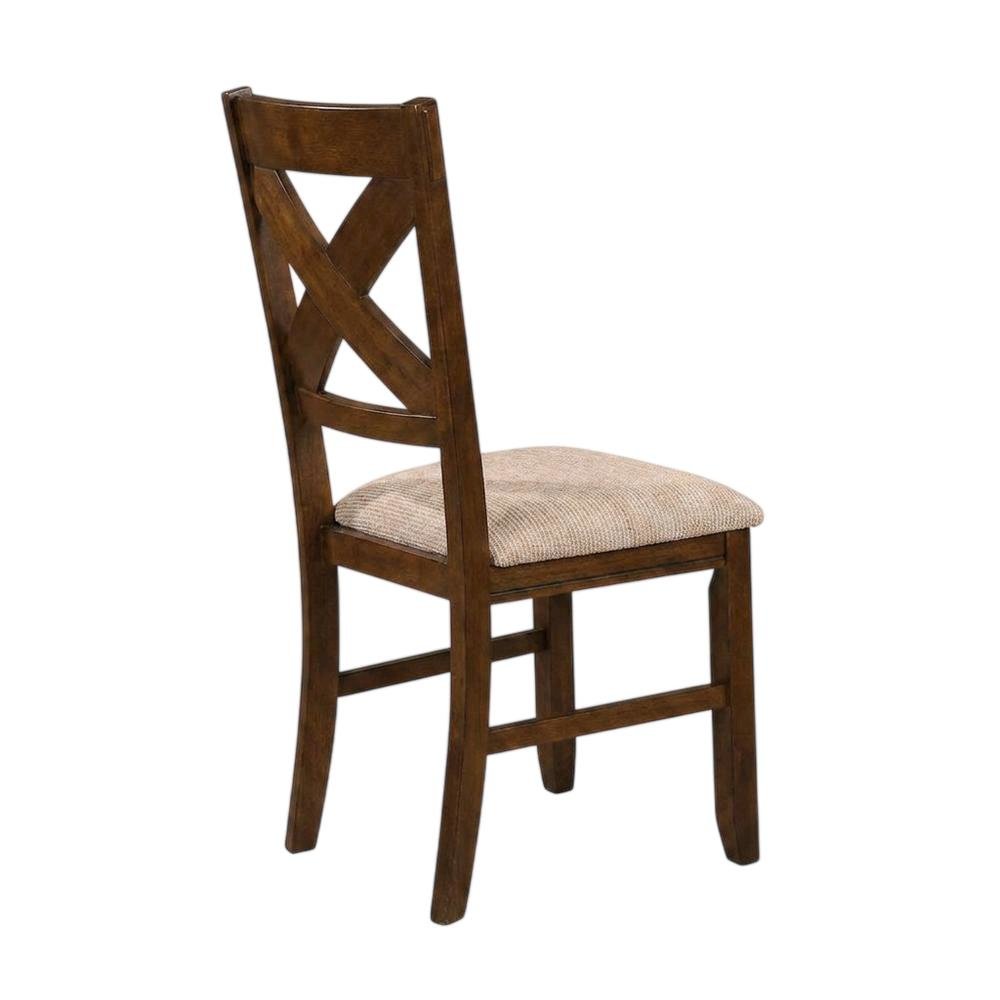 Solid Wood Upholstered Dining Chairs, Brown, Set of 2. Picture 5