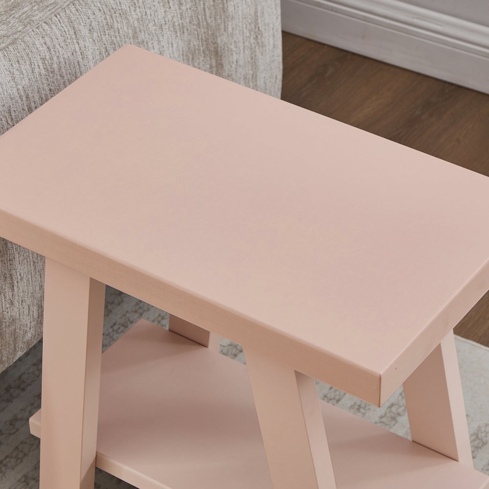 Athens Contemporary Wood Shelf Side Table in Pink. Picture 4